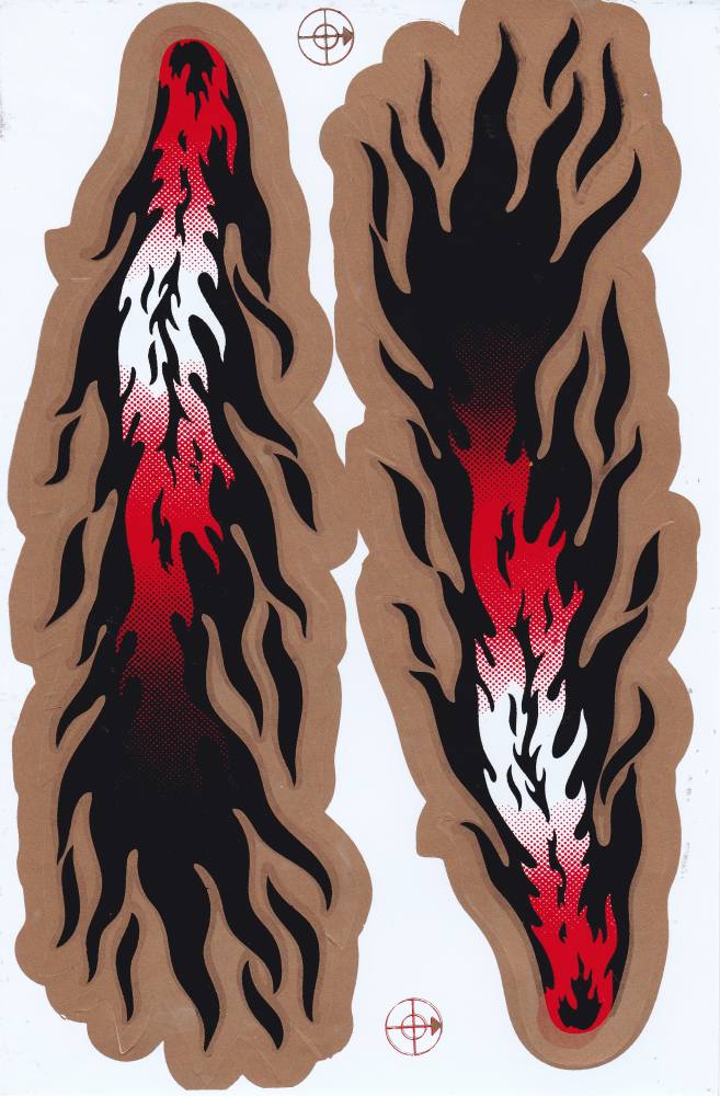 Flammen Feuer schwarz rot Aufkleber Sticker Motorrad Roller Skateboard Auto Tuning Modellbau selbstklebend 524