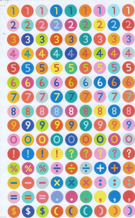 Zahlen Nummern 123 bunt 13 mm hoch Aufkleber Sticker für Büro Ordner Kinder Basteln Kindergarten Geburtstag 1 Bogen 526