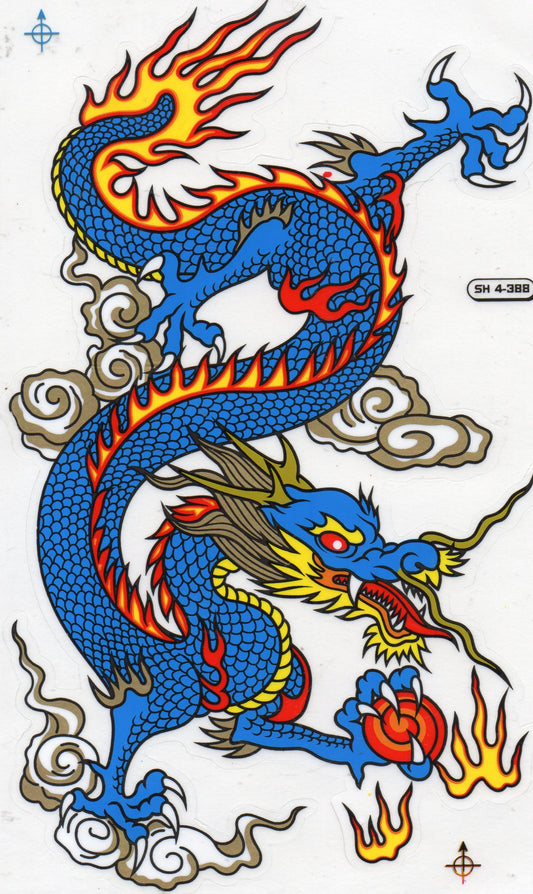 Drachen Schlange blau Aufkleber Sticker Motorrad Roller Skateboard Auto Tuning selbstklebend 529