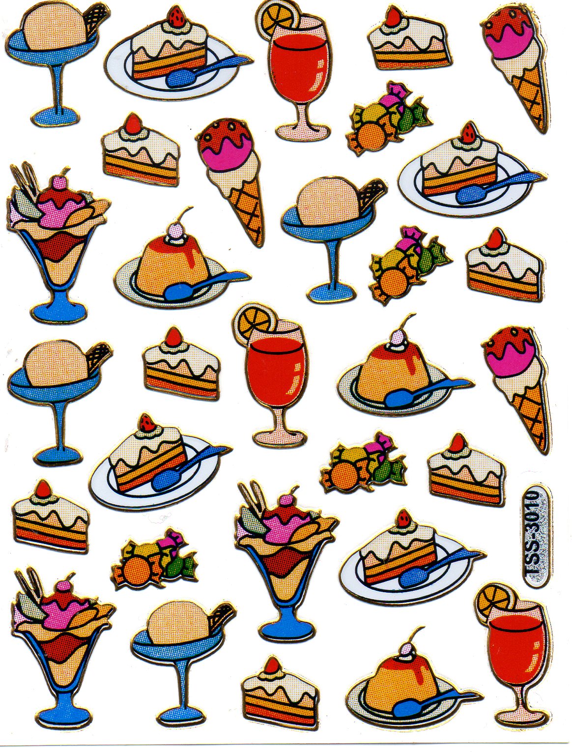 Ice cream popsicles ice cream parlor sticker sticker metallic glitter effect school children crafts kindergarten 1 sheet 537