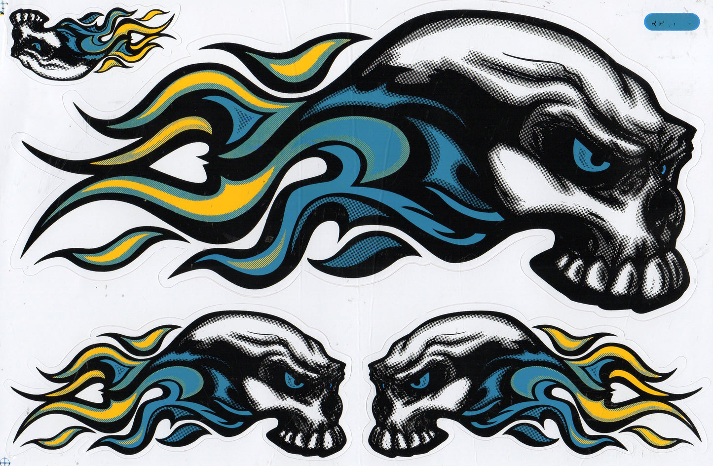 Skull flames fire green sticker motorcycle scooter skateboard car tuning model building self-adhesive 537