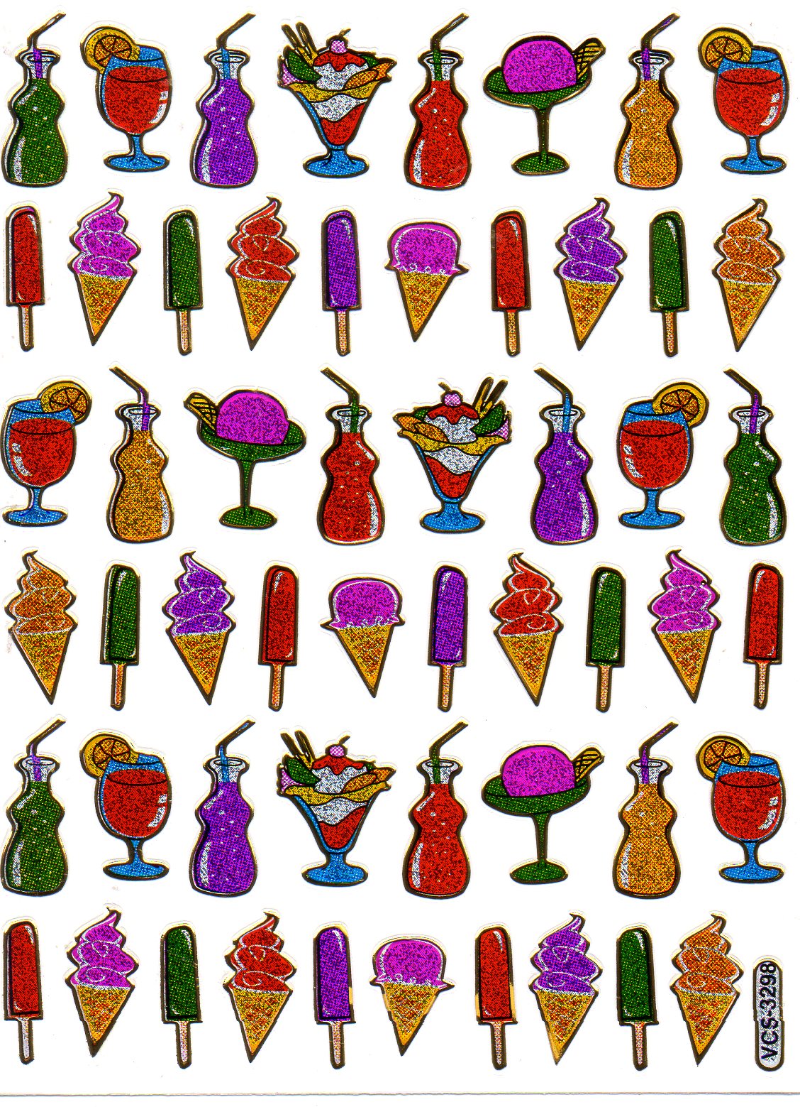 Popsicles glace salon autocollant autocollant métallique effet scintillant écoliers artisanat maternelle 1 feuille 541