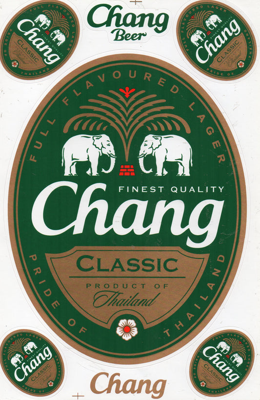 Chang Bier Sponsor Sponsoren Logo Aufkleber Sticker Motorrad Roller Skateboard Auto Tuning Modellbau selbstklebend 560