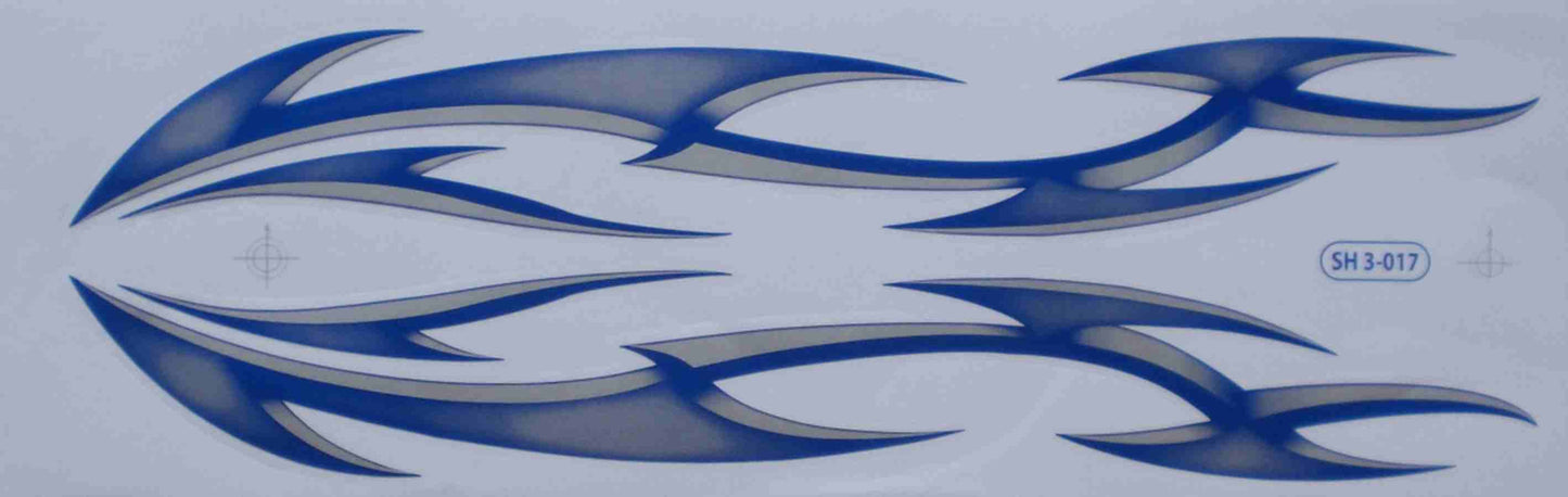 Grosse Flammen Feuer blau Sticker Aufkleber Folie 1 Blatt 530 mm x 170 mm wetterfest Motorrad Roller Skateboard Auto Tuning selbstklebend FL001
