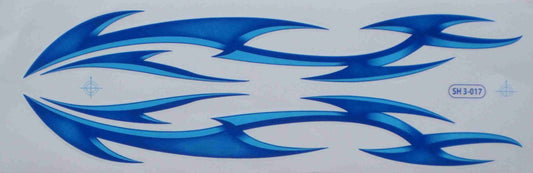 Grosse Flammen Feuer blau Sticker Aufkleber Folie 1 Blatt 530 mm x 170 mm wetterfest Motorrad Roller Skateboard Auto Tuning selbstklebend FL003