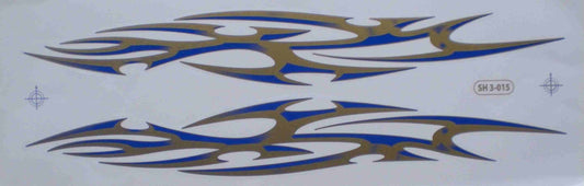Grosse Flammen Feuer blau Sticker Aufkleber Folie 1 Blatt 530 mm x 170 mm wetterfest Motorrad Roller Skateboard Auto Tuning selbstklebend FL010