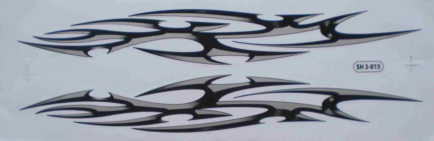 Big flames fire black sticker film 1 sheet 530 mm x 170 mm weatherproof motorbike scooter skateboard car tuning self-adhesive FL021