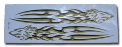 Löwe Grosse Flammen Feuer gold Sticker Aufkleber Folie 1 Blatt 530 mm x 170 mm wetterfest Motorrad Roller Skateboard Auto Tuning selbstklebend FL038