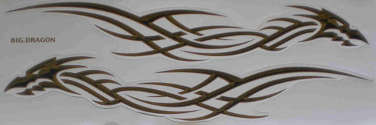 Drachen Grosse Flammen Feuer gold Sticker Aufkleber Folie 1 Blatt 530 mm x 170 mm wetterfest Motorrad Roller Skateboard Auto Tuning selbstklebend FL068