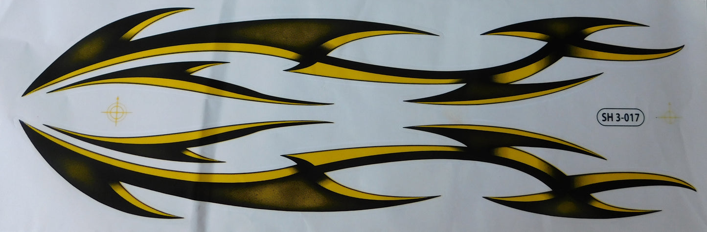 Grosse Flammen Feuer gelb Sticker Aufkleber Folie 1 Blatt 530 mm x 170 mm wetterfest Motorrad Roller Skateboard Auto Tuning selbstklebend FL085