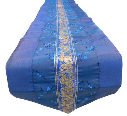 Table runner with elephant flowers motif party banquet Christmas festival birthday wedding party living room kitchen tablecloth made of Thai silk Thai Silk