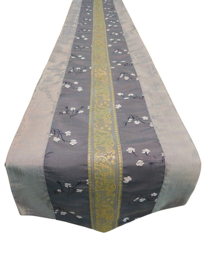 Table runner with elephant flowers motif party banquet Christmas festival birthday wedding party living room kitchen tablecloth made of Thai silk Thai Silk