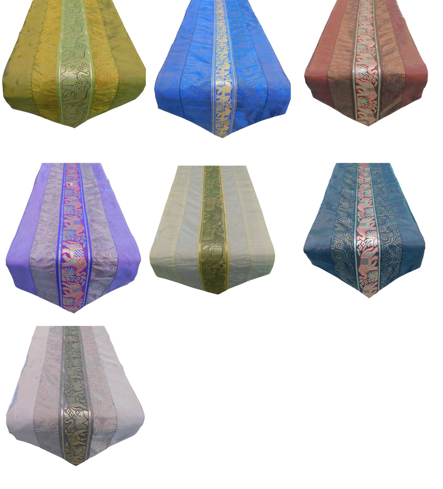 Chemin de table avec éléphant doré gribouillis motif fête banquet Noël festival anniversaire mariage fête salon cuisine nappe en soie thaïlandaise Thai Silk