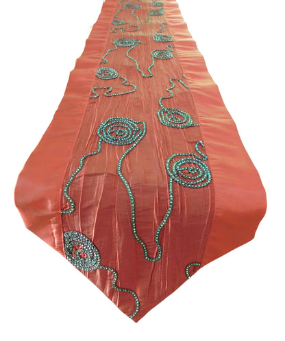 Chemin de table avec fleurs de lierre strass motif fête banquet Noël festival anniversaire mariage fête salon cuisine nappe en soie thaïlandaise Thai Silk
