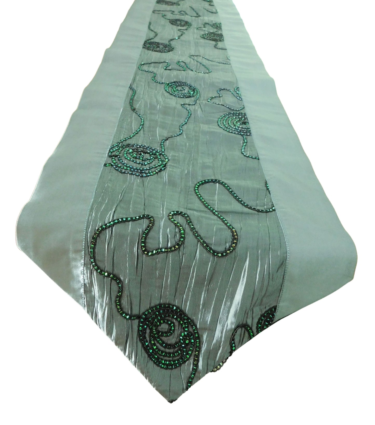 Chemin de table avec fleurs de lierre strass motif fête banquet Noël festival anniversaire mariage fête salon cuisine nappe en soie thaïlandaise Thai Silk