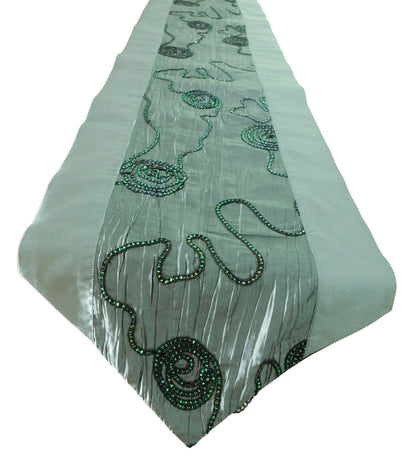 Chemin de table avec fleurs de lierre strass motif fête banquet Noël festival anniversaire mariage fête salon cuisine nappe en soie thaïlandaise Thai Silk