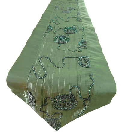 Chemin de table avec fleurs de lierre strass motif fête banquet Noël festival anniversaire mariage fête salon cuisine nappe en soie thaïlandaise Thai Silk