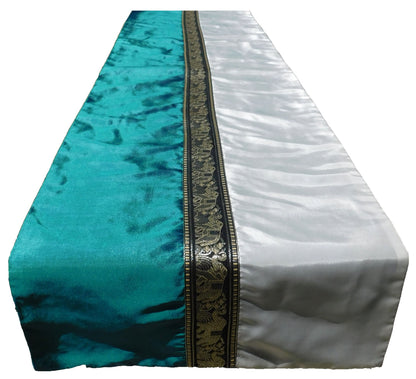 Chemin de table Deux Tons Éléphant Garniture Festival De Noël Anniversaire Fête De Mariage Salon Cuisine Nappe Dîner Thai Silk Thai Silk